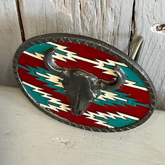 Longhorn Bull Skull Belt Buckle Buckles of America Southwestern Western Style - Picture 2 of 6